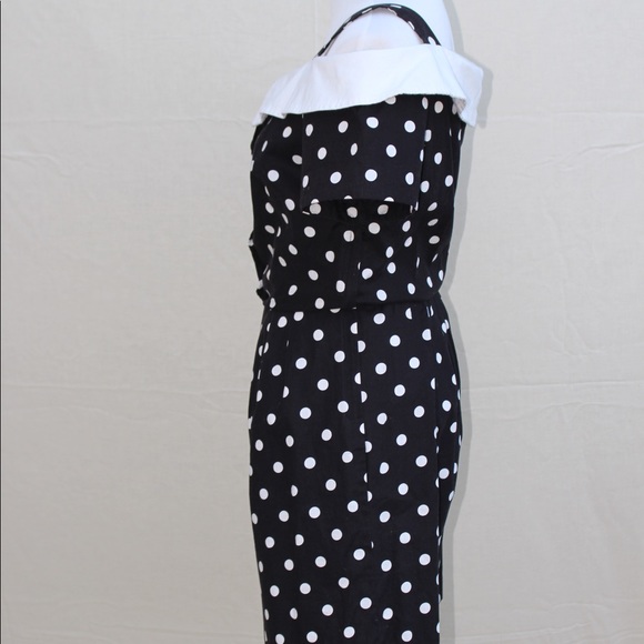 Vintage 80s Black/White Polka Dot Romper - Picture 3 of 5